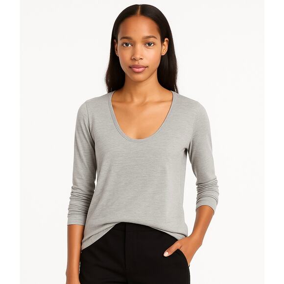 J. Crew Tops - J. Crew Prima Jersey Cotton Drapey Top Gray Long Sleeve B4720 Size S